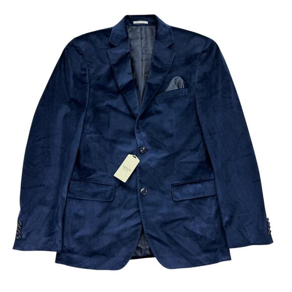 Alfani Mens Slim Fit Solid Velvet Sport Coat Blue 36R